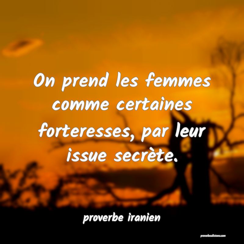  On prend les femmes comme certaines forteresses, par leur issue secrète.