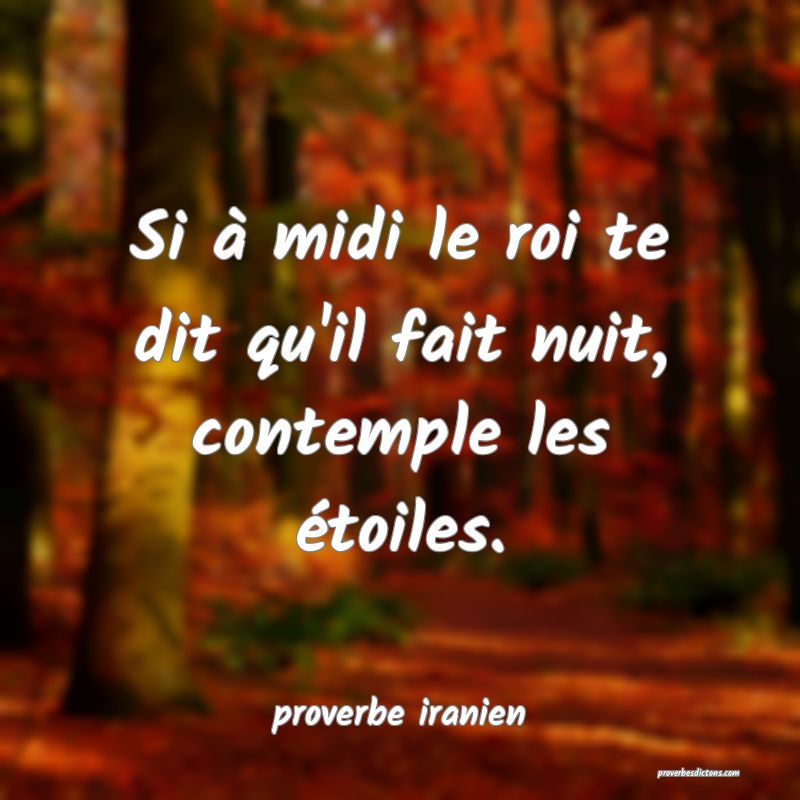  Si à midi le roi te dit qu'il fait nuit, contemple les étoiles.