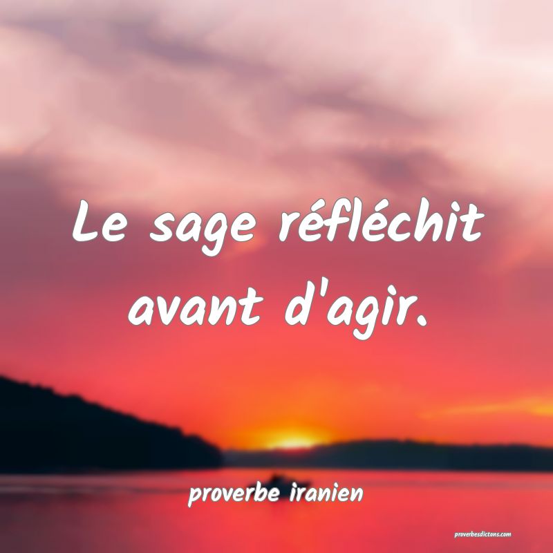  Le sage réfléchit avant d'agir.