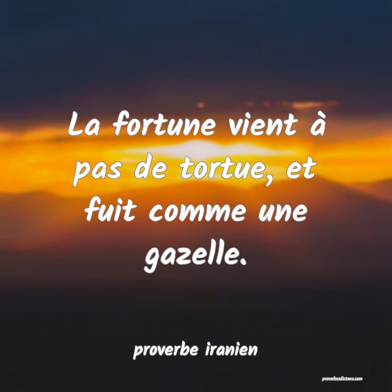  La fortune vient à pas de tortue, et fuit comme une gazelle.