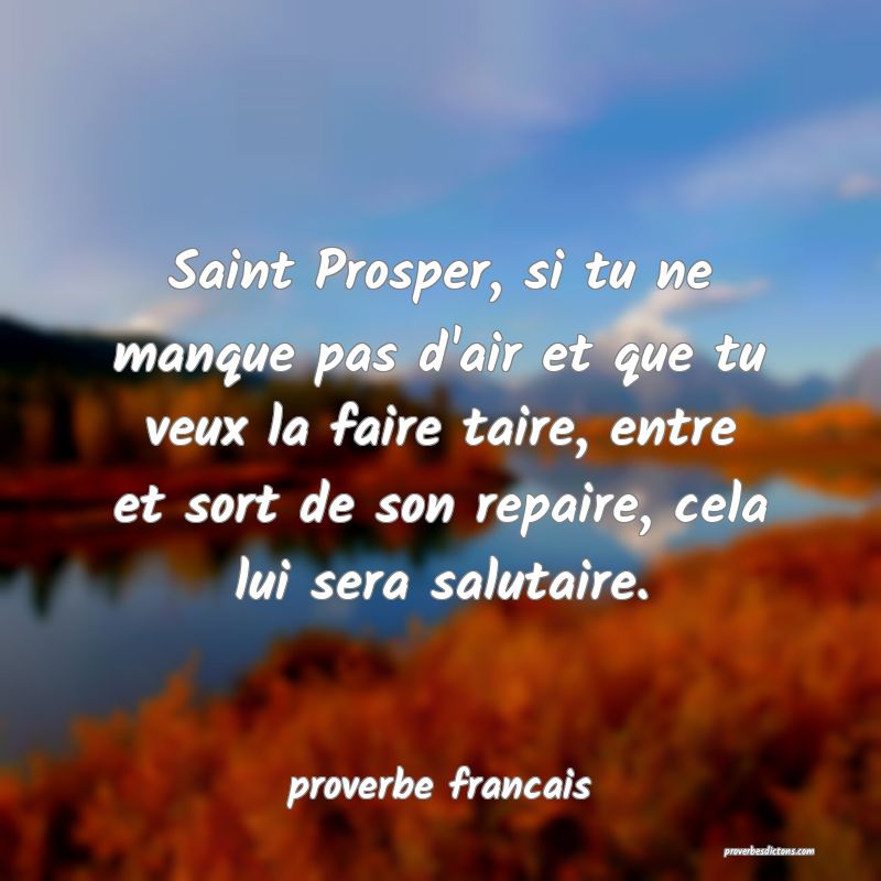 Saint Prosper, si tu ne manque pas d'air et que tu veux la faire taire, entre et sort de son repaire, cela lui sera salutaire.