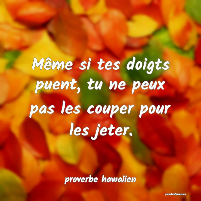  Même si tes doigts puent, tu ne peux pas les couper pour les jeter.