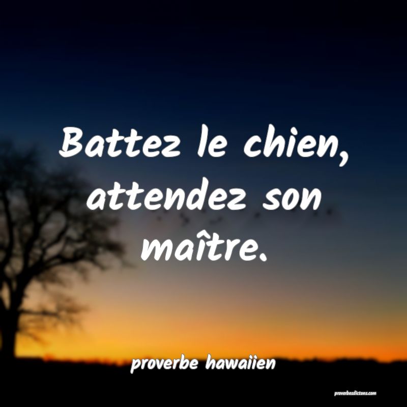  Battez le chien, attendez son maître.