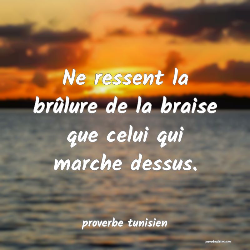  Ne ressent la brûlure de la braise que celui qui marche dessus.