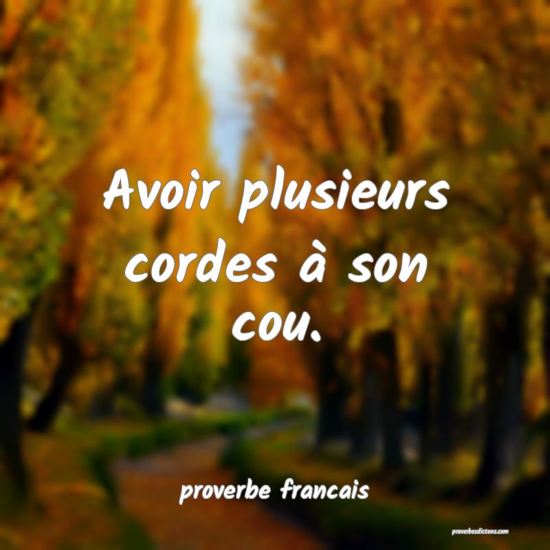  Avoir plusieurs cordes à son cou.