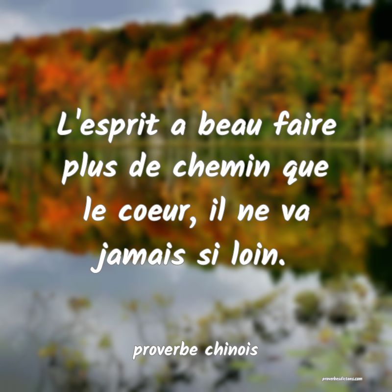  L'esprit a beau faire plus de chemin que le coeur, il ne va jamais si loin.
