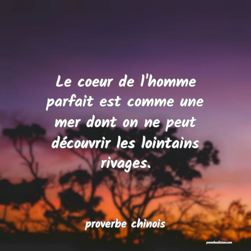 Le coeur de l'homme parfait est comme une mer dont on ne peut découvrir les lointains rivages.