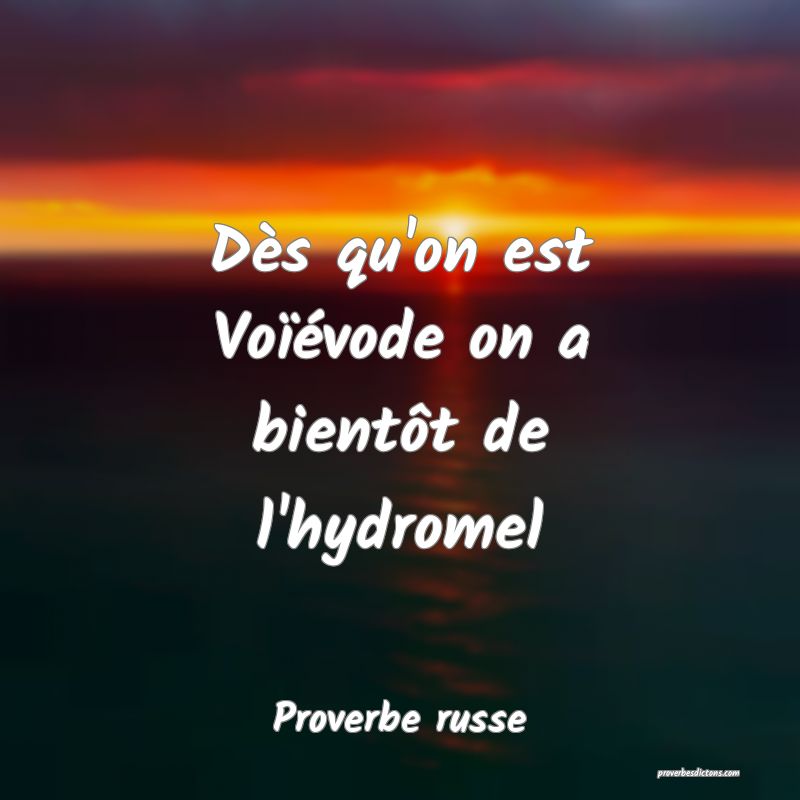  Dès qu'on est Voïévode on a bientôt de l'hydromel
