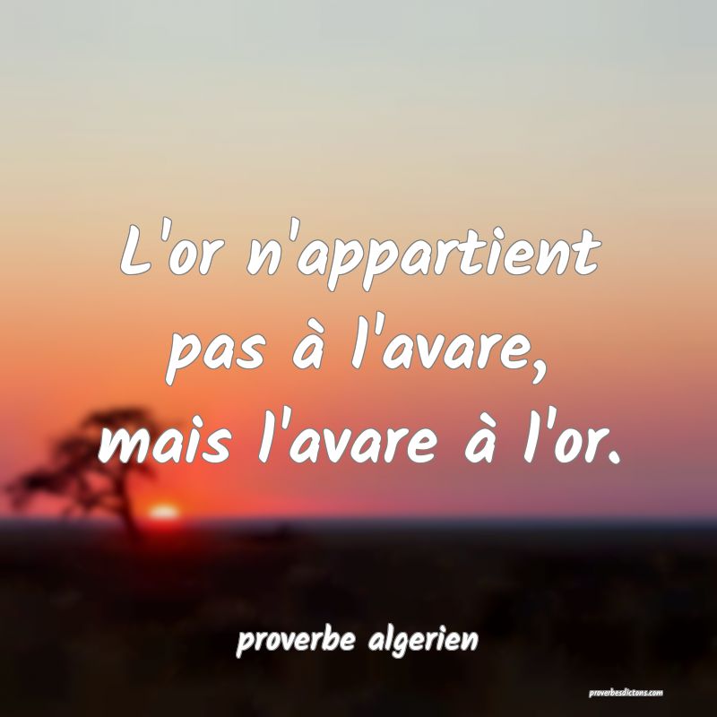  L'or n'appartient pas à l'avare, mais l'avare à l'or.