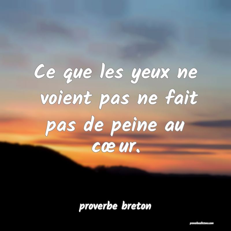 Ce que les yeux ne  voient pas ne fait pas de peine au cœur.