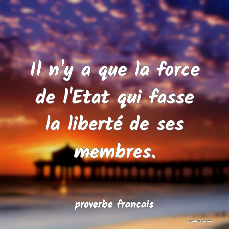  Il n'y a que la force de l'Etat qui fasse la liberté de ses membres.