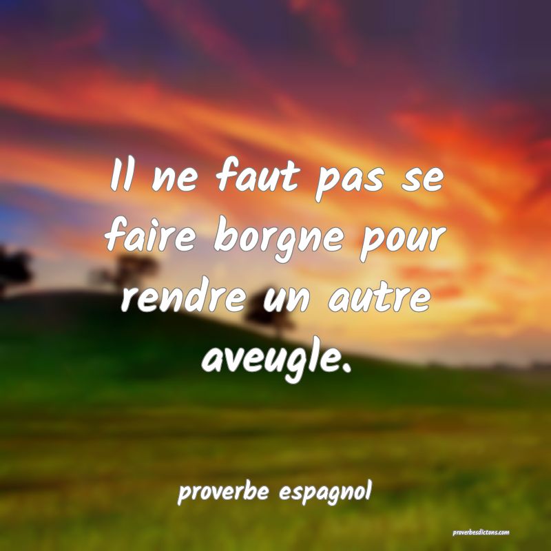 Il ne faut pas se faire borgne pour rendre un autre aveugle.