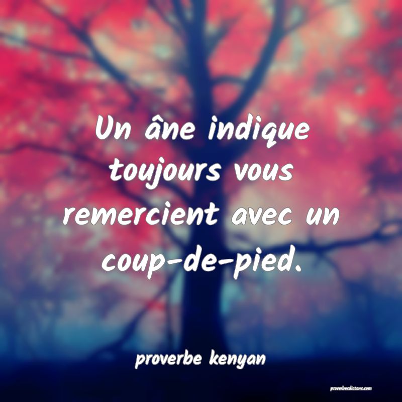  Un âne indique toujours vous remercient avec un coup-de-pied.
