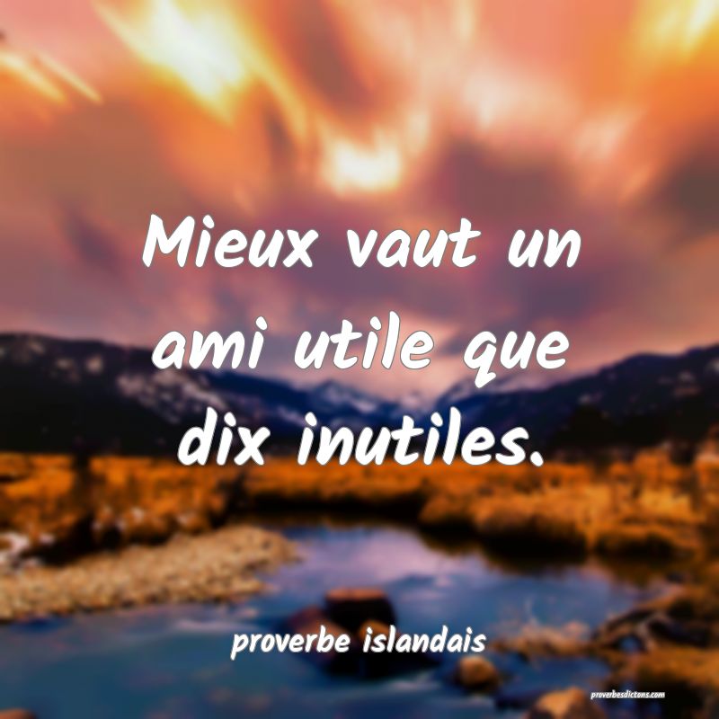  Mieux vaut un ami utile que dix inutiles.