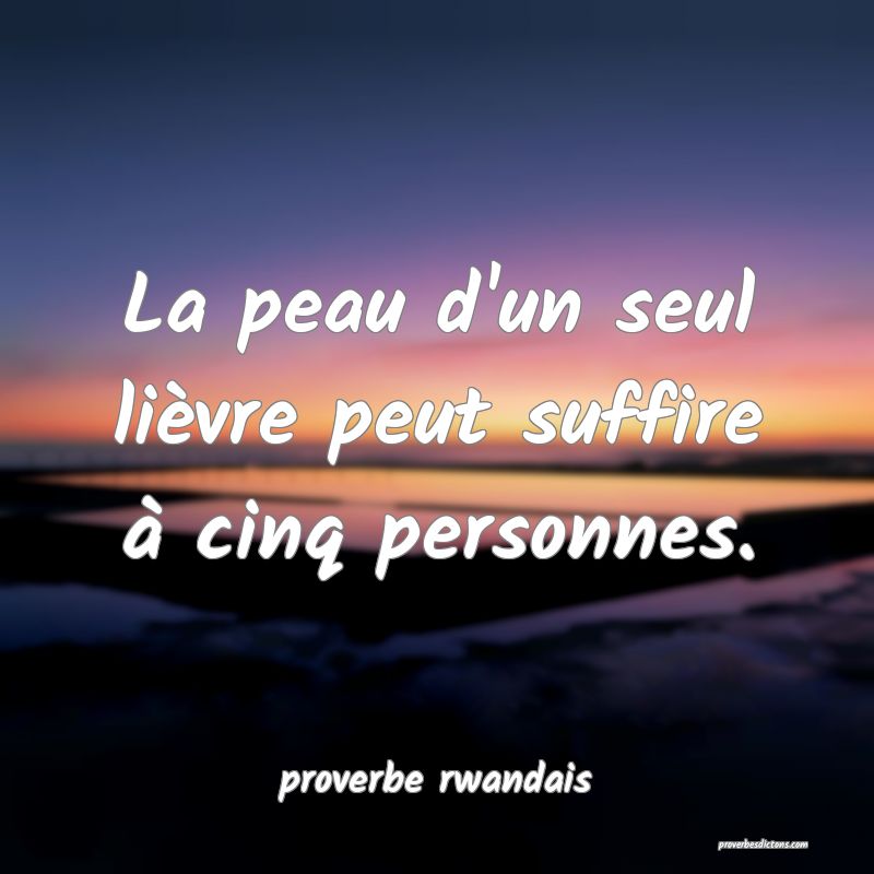 La peau d'un seul lièvre peut suffire à cinq personnes.
