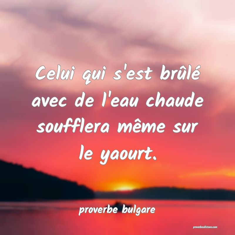  Celui qui s'est brûlé avec de l'eau chaude soufflera même sur le yaourt.