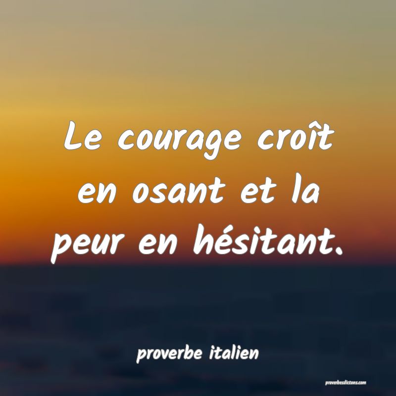  Le courage croît en osant et la peur en hésitant.