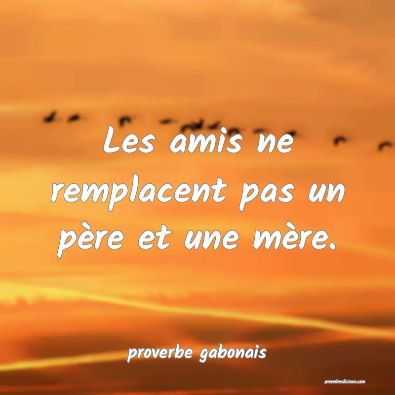  Les amis ne remplacent pas un père et une mère.