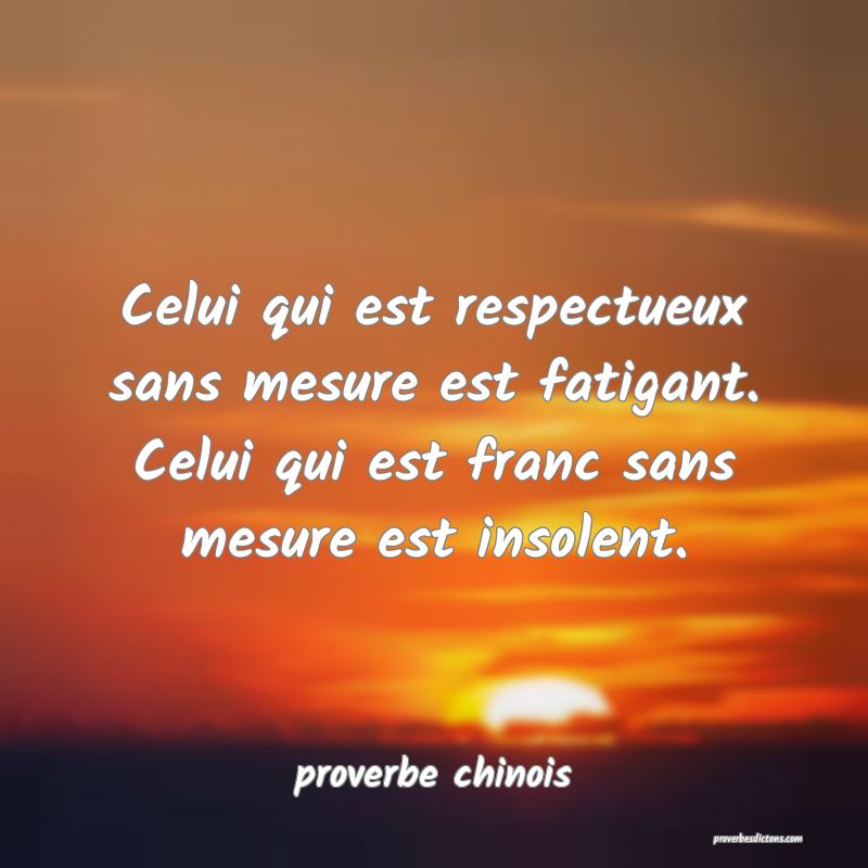  Celui qui est respectueux sans mesure est fatigant. Celui qui est franc sans mesure est insolent.