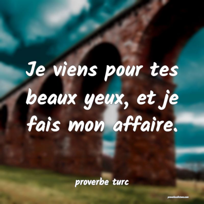  Je viens pour tes beaux yeux, et je fais mon affaire.