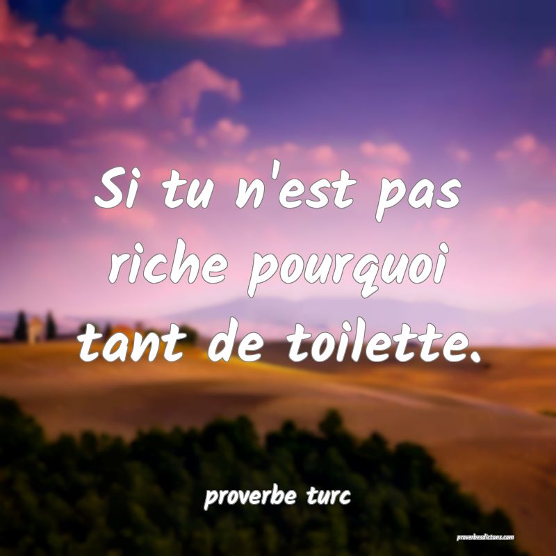  Si tu n'est pas riche pourquoi tant de toilette.