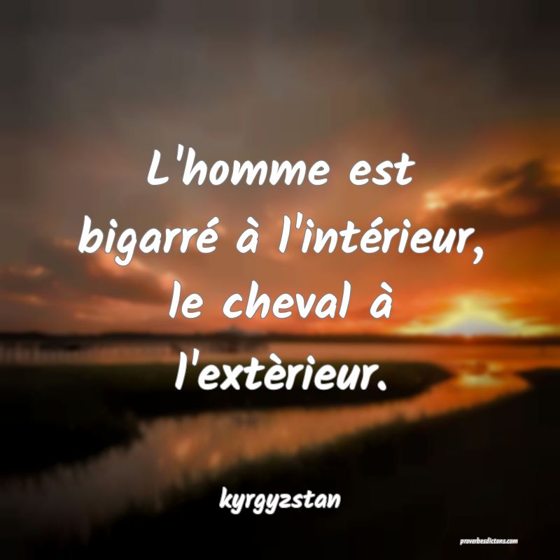  L'homme est bigarré à l'intérieur, le cheval à l'extèrieur.