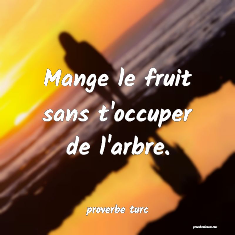  Mange le fruit sans t'occuper de l'arbre.