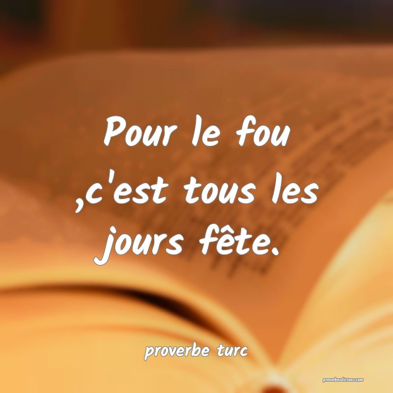  Pour le fou ,c'est tous les jours fête.
