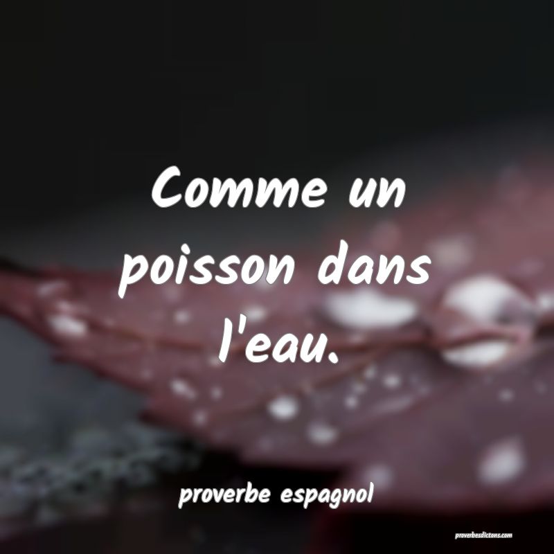  Comme un poisson dans l'eau.