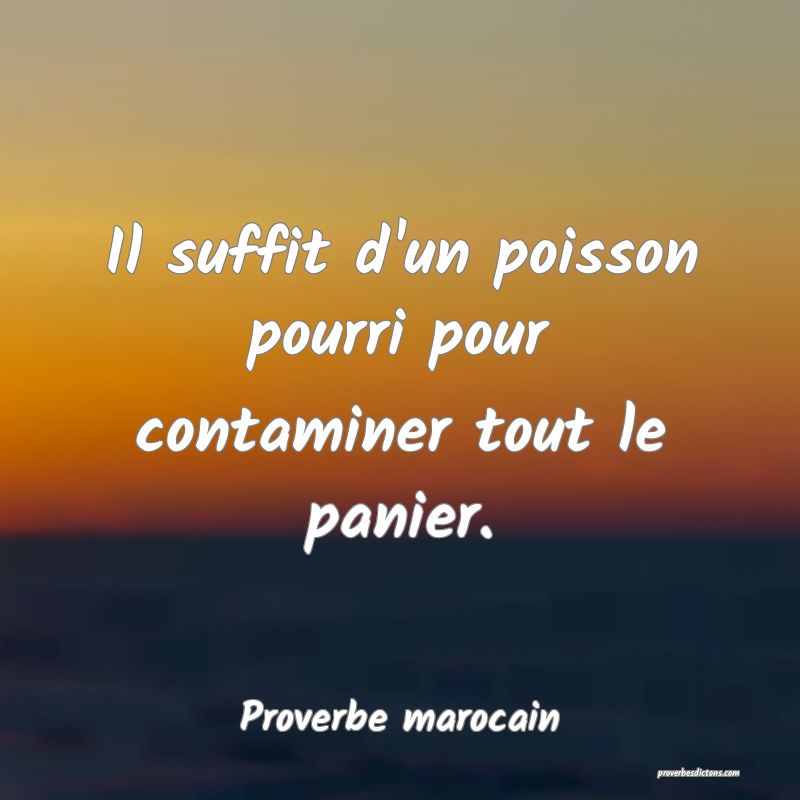  Il suffit d'un poisson pourri pour contaminer tout le panier.