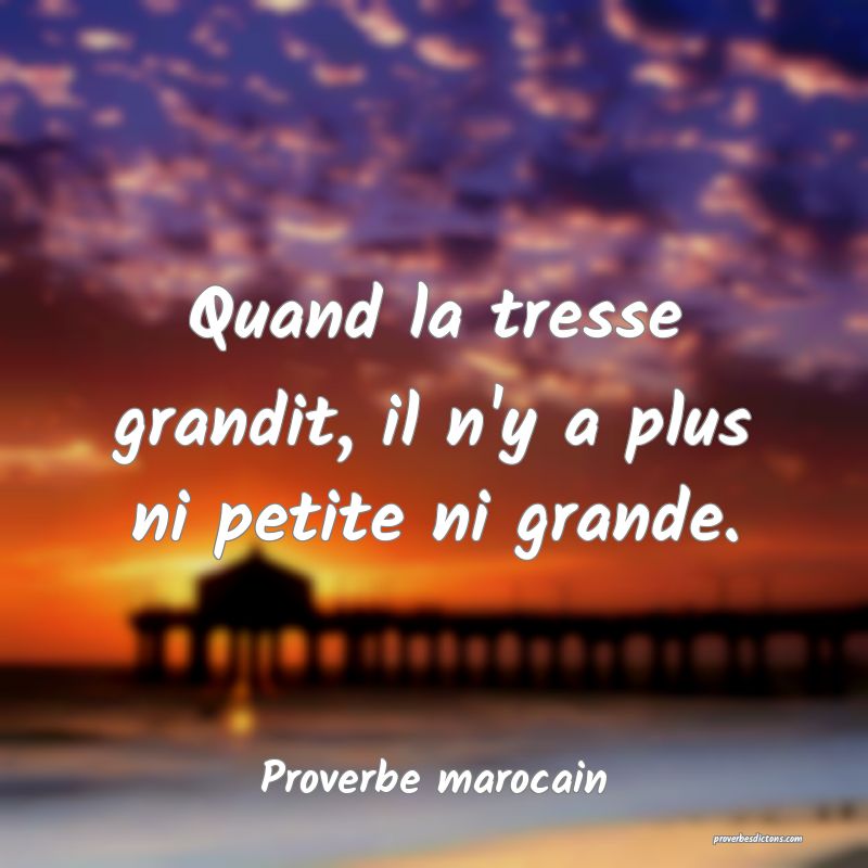  Quand la tresse grandit, il n'y a plus ni petite ni grande.