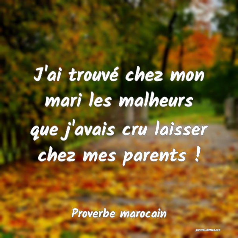  J'ai trouvé chez mon mari les malheurs que j'avais cru laisser chez mes parents !