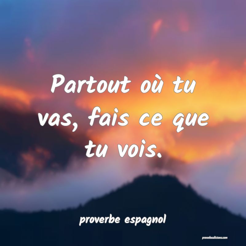  Partout où tu vas, fais ce que tu vois.