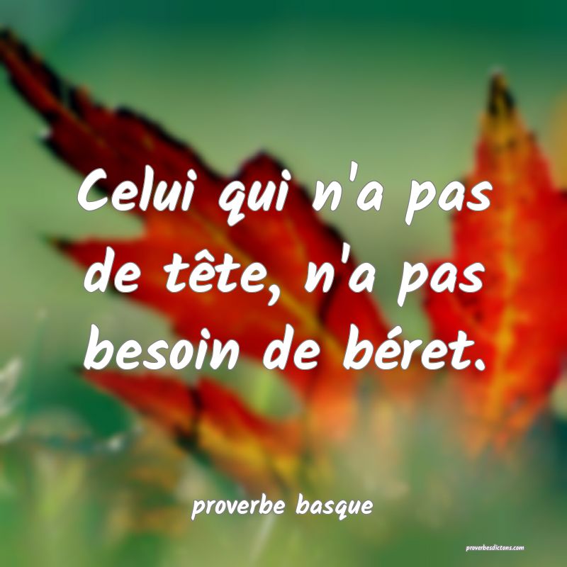  Celui qui n'a pas de tête, n'a pas besoin de béret.