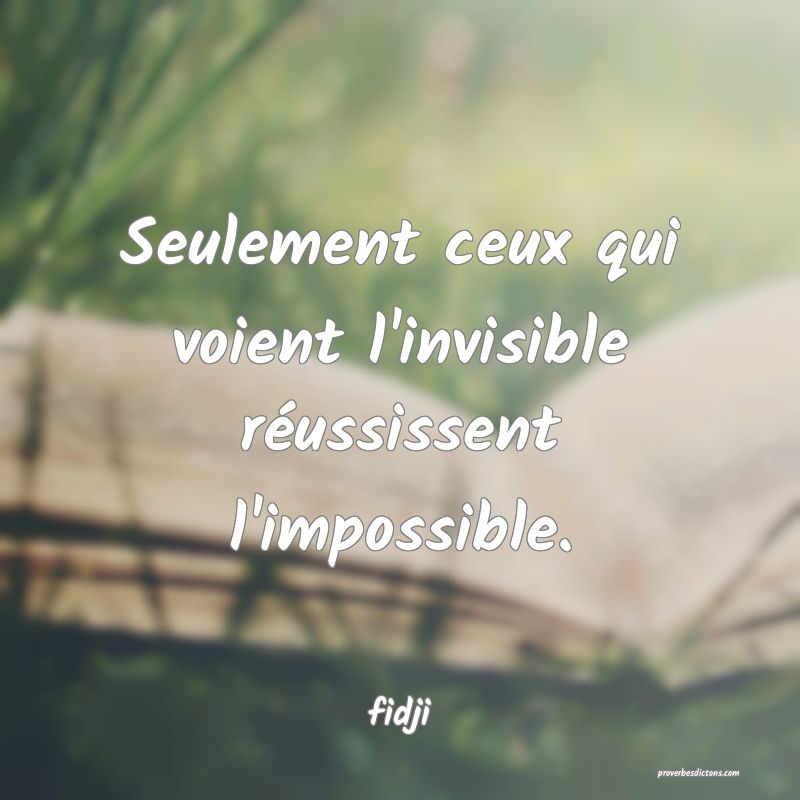  Seulement ceux qui voient l'invisible réussissent l'impossible.