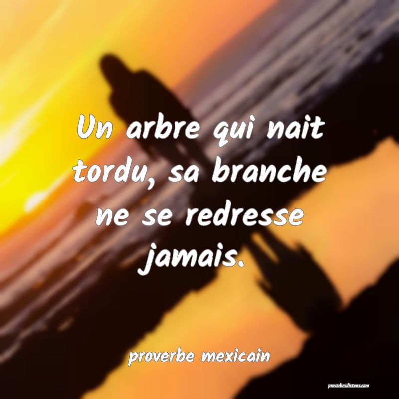  Un arbre qui nait tordu, sa branche ne se redresse jamais.