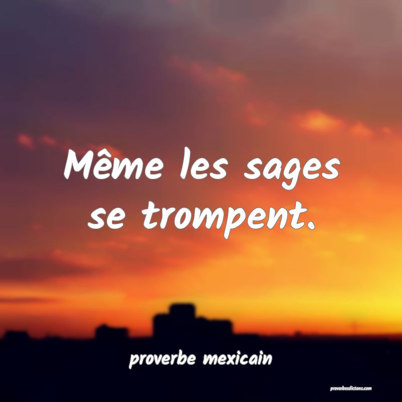  Même les sages se trompent.