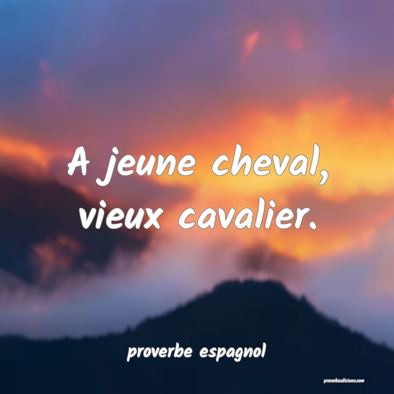  A jeune cheval, vieux cavalier.