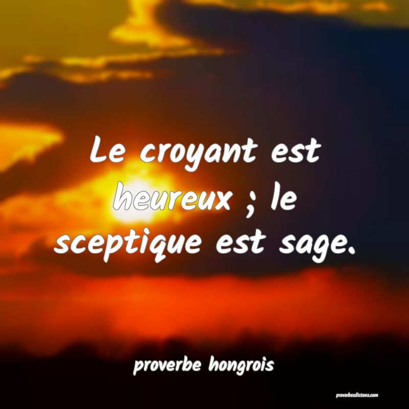 Le croyant est heureux ; le sceptique est sage.
