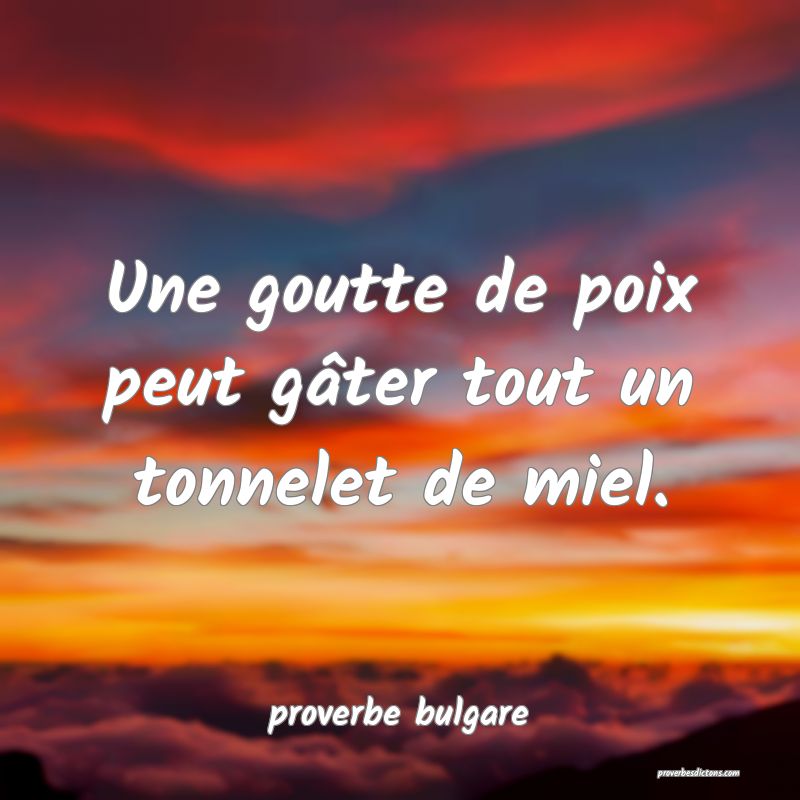  Une goutte de poix peut gâter tout un tonnelet de miel.