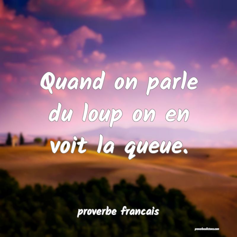  Quand on parle du loup on en voit la queue.