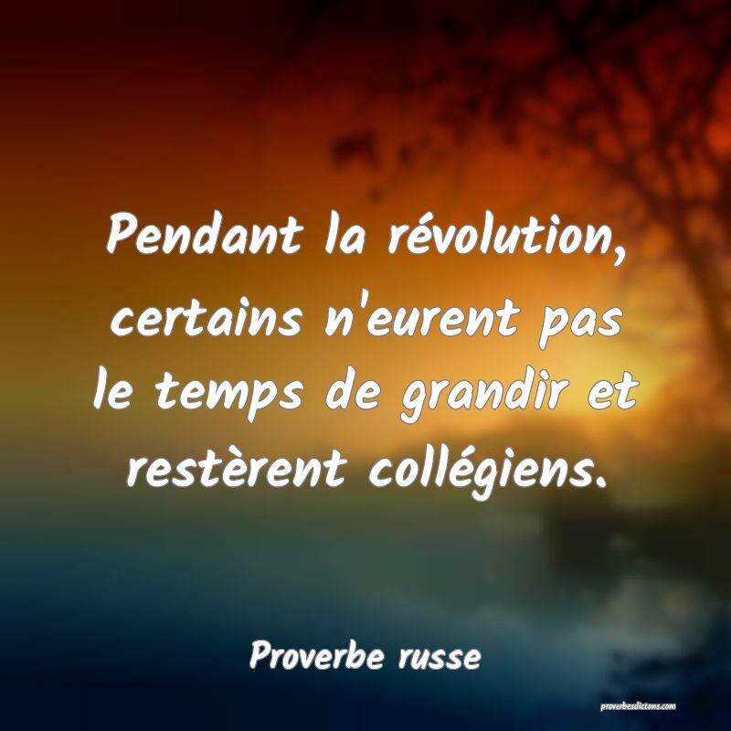  Pendant la révolution, certains n'eurent pas le temps de grandir et restèrent collégiens.