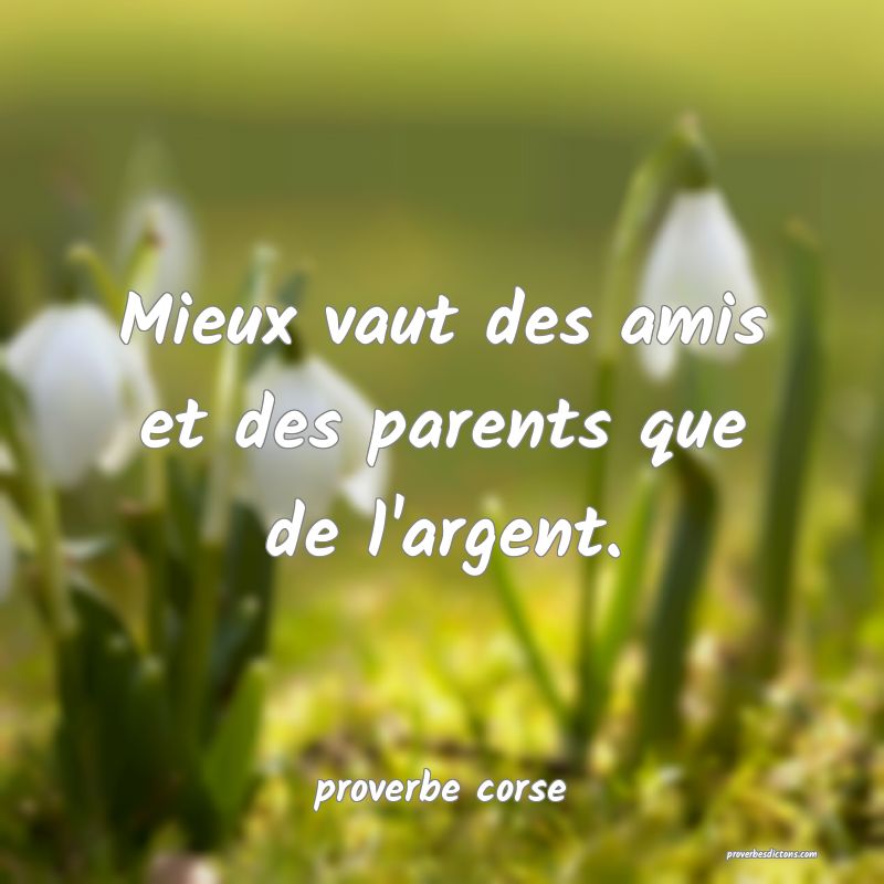  Mieux vaut des amis et des parents que de l'argent.