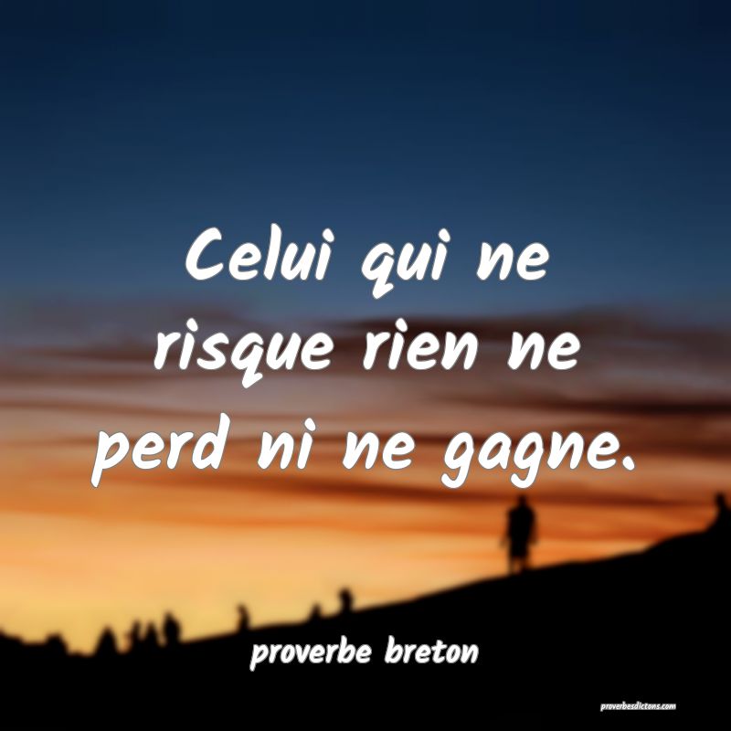  Celui qui ne risque rien ne perd ni ne gagne.