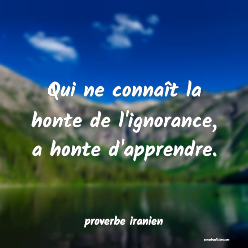  Qui ne connaît la honte de l'ignorance, a honte d'apprendre.