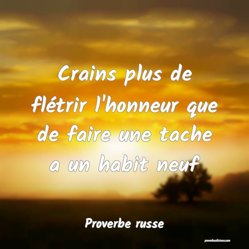  Crains plus de flétrir l'honneur que de faire une tache a un habit neuf