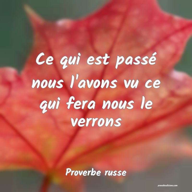 Ce qui est passé nous l'avons vu ce qui fera nous le verrons
