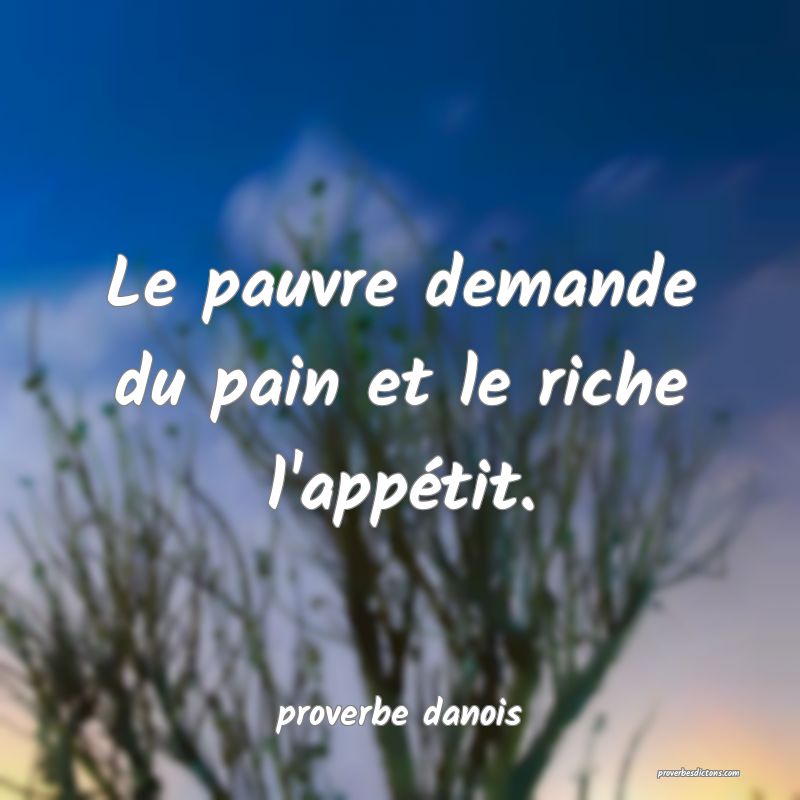  Le pauvre demande du pain et le riche l'appétit.