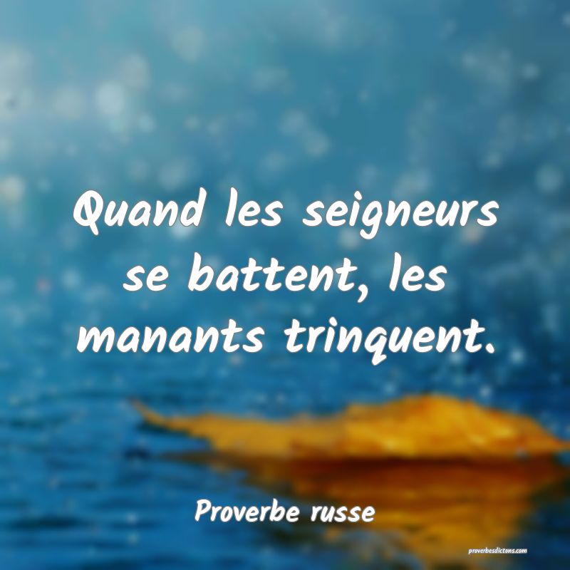  Quand les seigneurs se battent, les manants trinquent.
