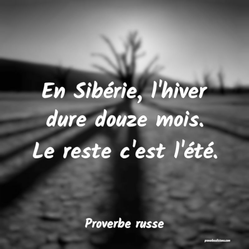 En Sibérie, l'hiver dure douze mois. Le reste c'est l'été.